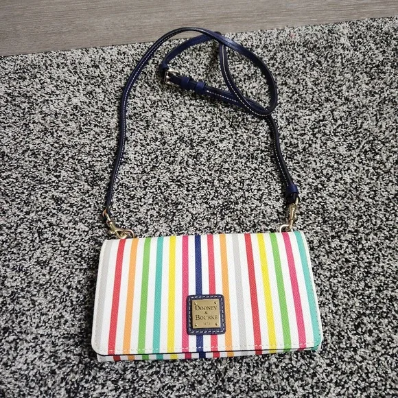 Dooney & Bourke Daphne multicolor Rainbow stripe crossbody Purse Colorful Chic - Picture 5 of 15